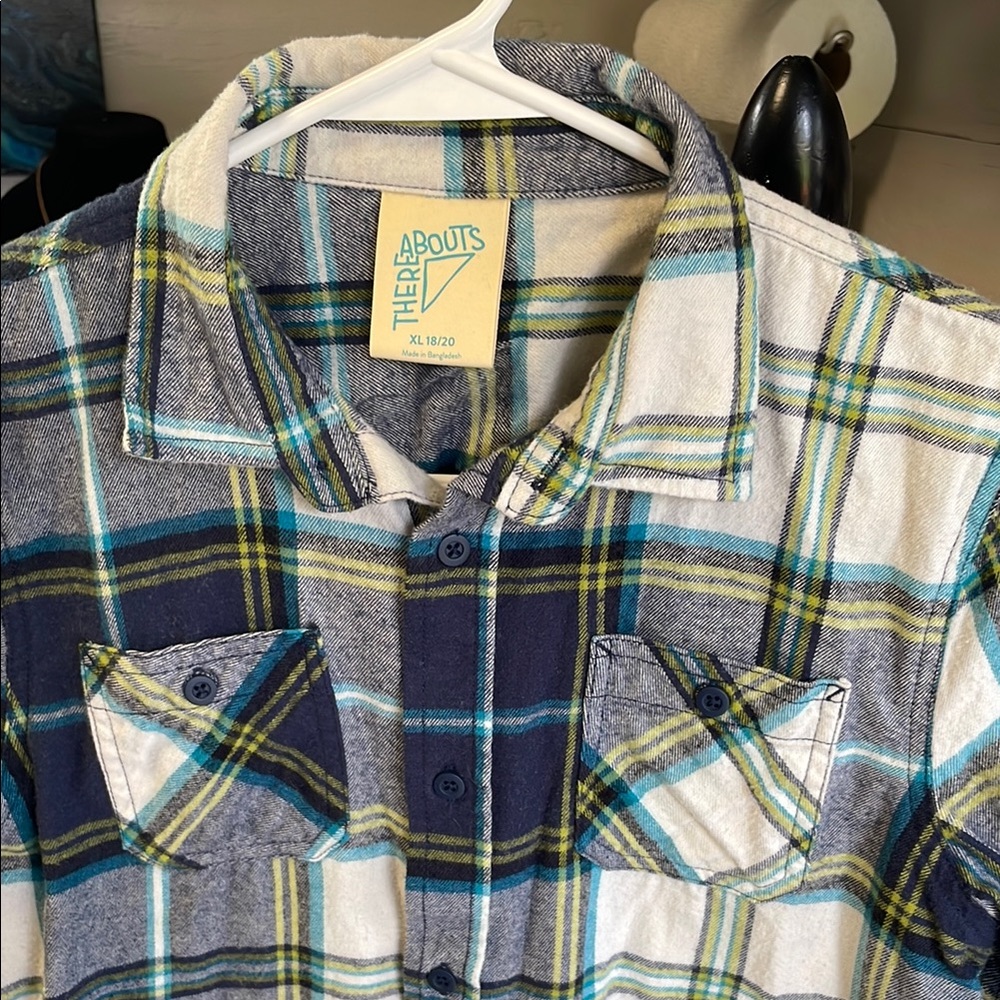 Blue and Green Plaid Button Down Shirt